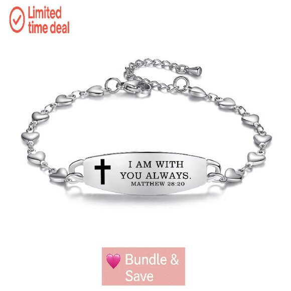 Stainless Steel Bible Verse Bracelet Adjustable 7-8.5 Inches Christian Gift - Picture 1 of 4
